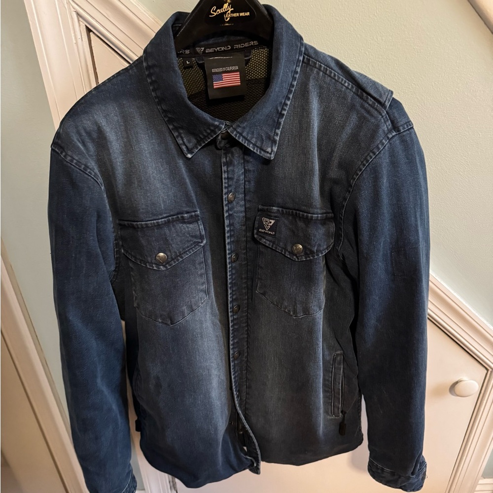 Beyond Riders - Armored Denim Motorocycle Jacket - Blue Fade Large
